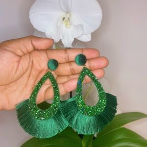 Green Envy tassel earring